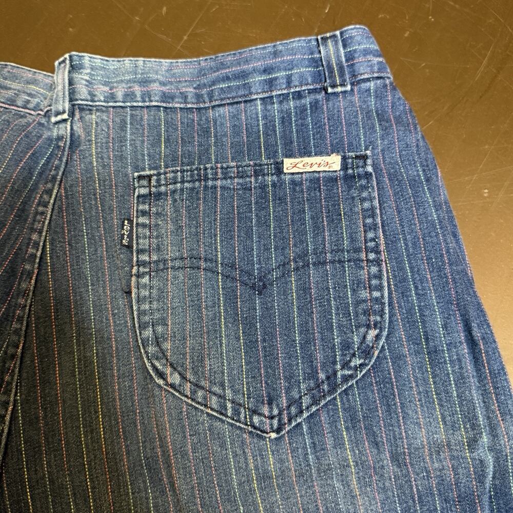 Levis Vintage Y2K High Rise Rainbow Pin Stripe Jeans Womens 34 Straight Tapered